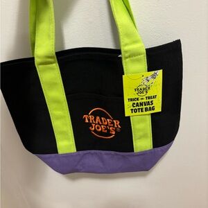 Trader Joe’s Mini Black and Purple Canvas Tote Bag